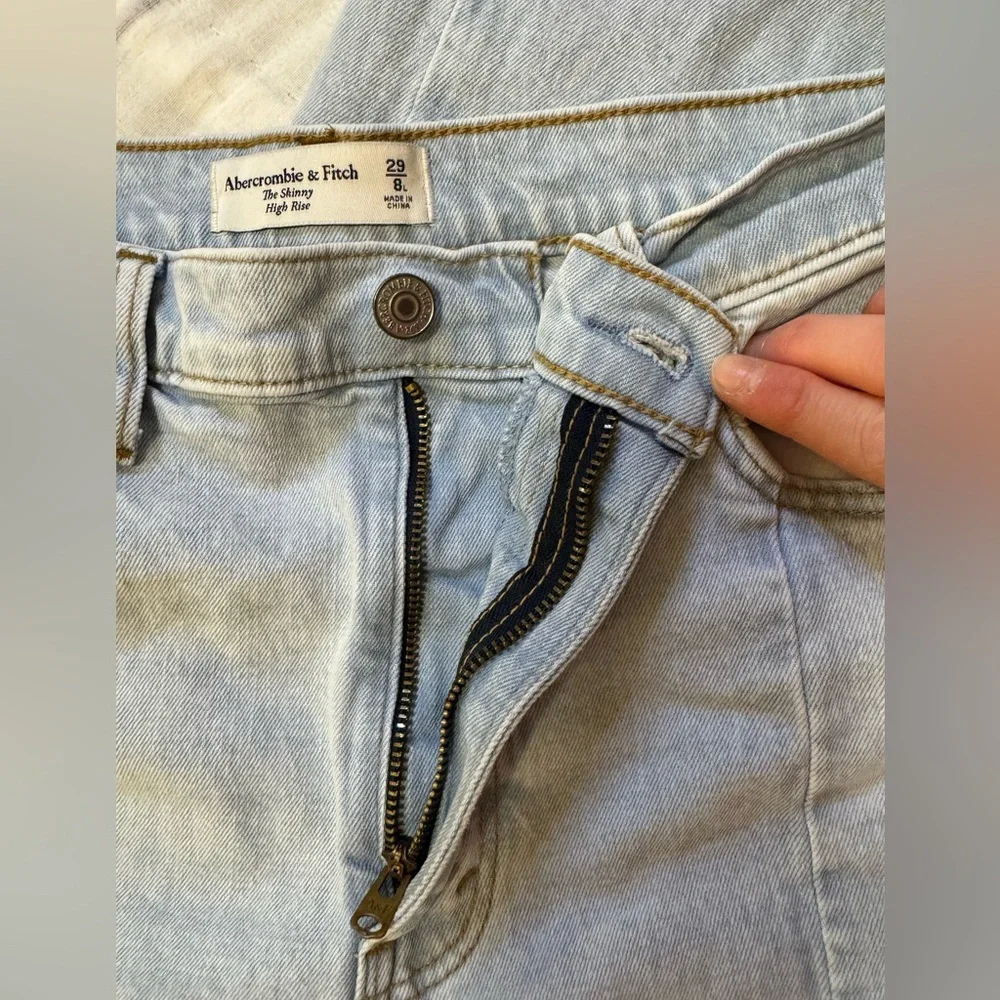 Abercrombie High Rise Skinny Seam Front Split Hem Jeans 29 8L